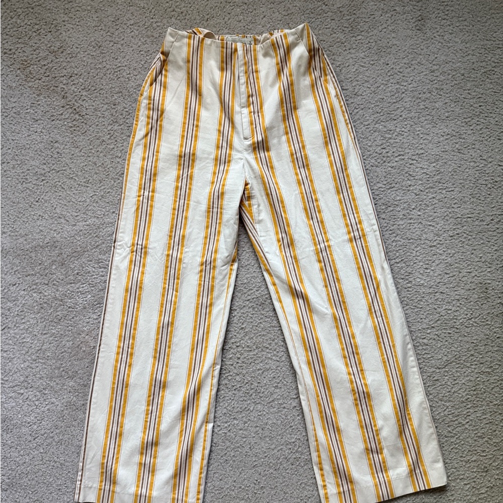 Abercrombie & Fitch Striped Cream and Yellow Pants